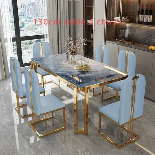 Nordic Unique Luxury Table Chairs Metal  Legs, Modern Rectangular design  .Space Saving