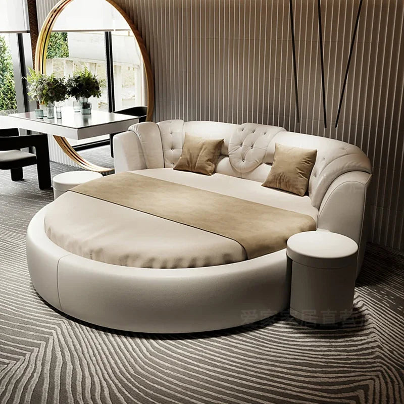 European Style Large Round Bed Modern Minimalist Luxury Princess