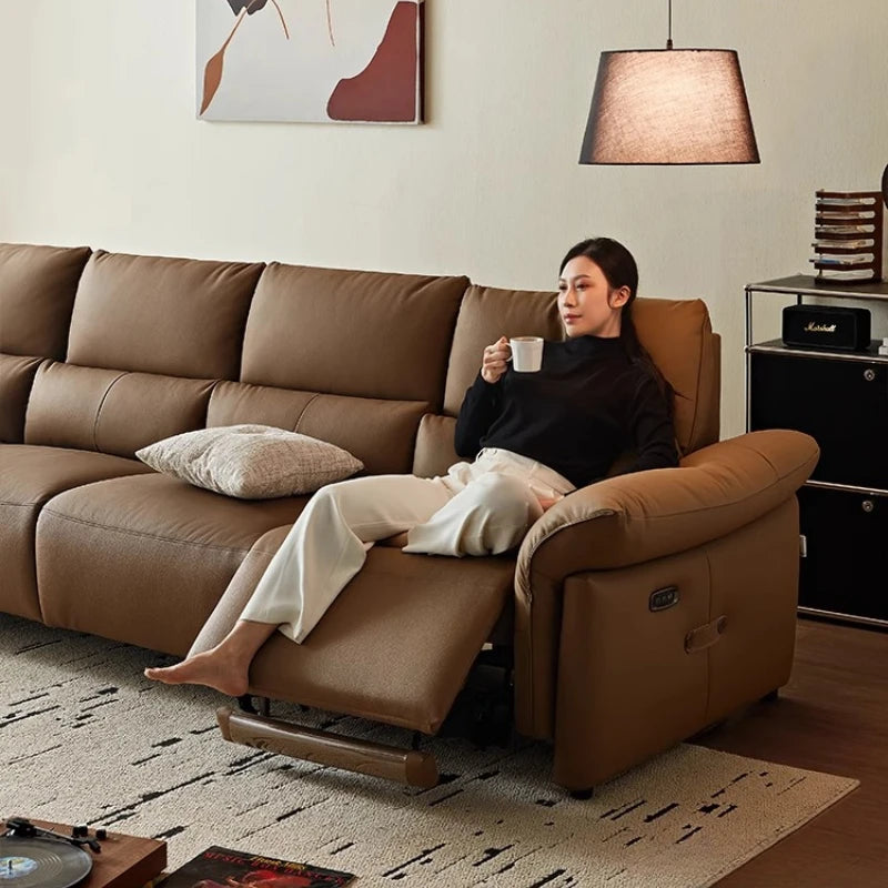Minimalist Luxury Modern Floor Sofa Lounge 3 Seater Couch ,Leather Recliner