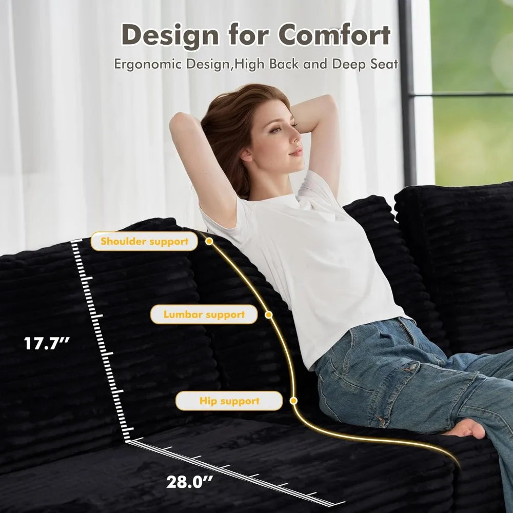 Convertible Sleeper Sofa, Luxury. Oversized, U-shaped Cloud, Deep Seat, Upholstered