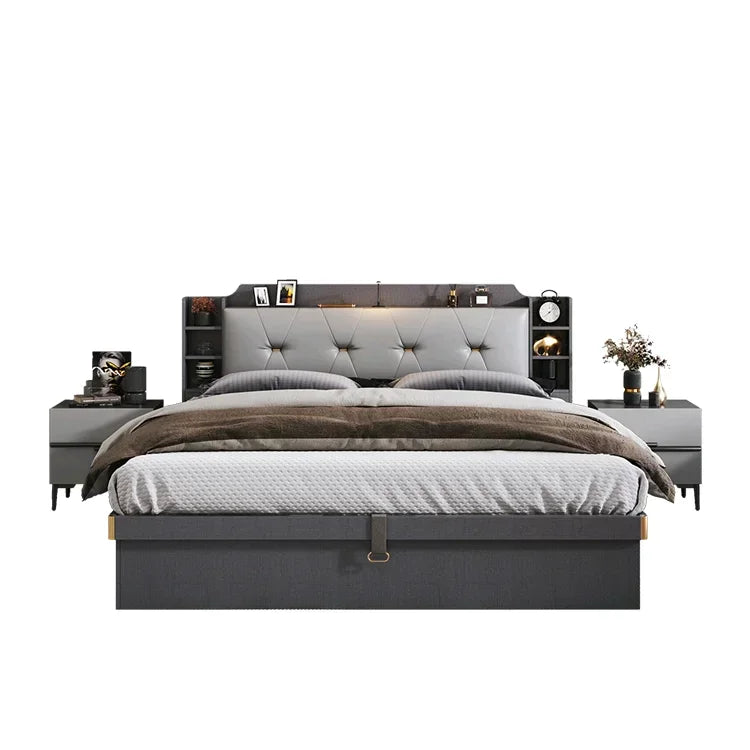 Minimalist Double Bedroom Set  elegant Black  Modern Full  Set Design Dresser Storage