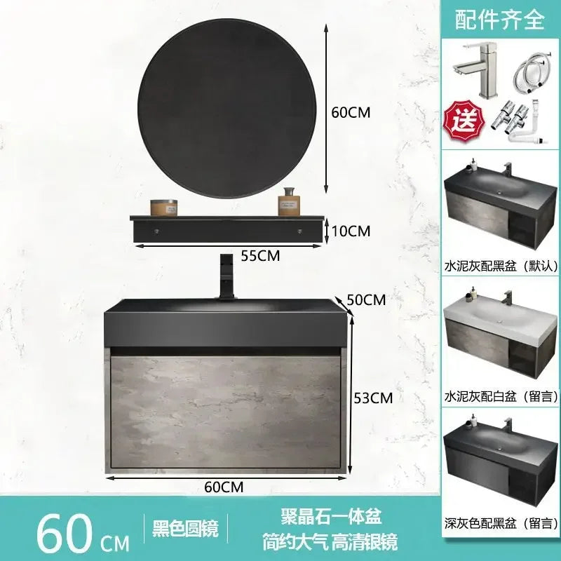 Rock Integrated Washbasin ,  Vanity Cabinets with Sink, Smart Modern mirror cabinet