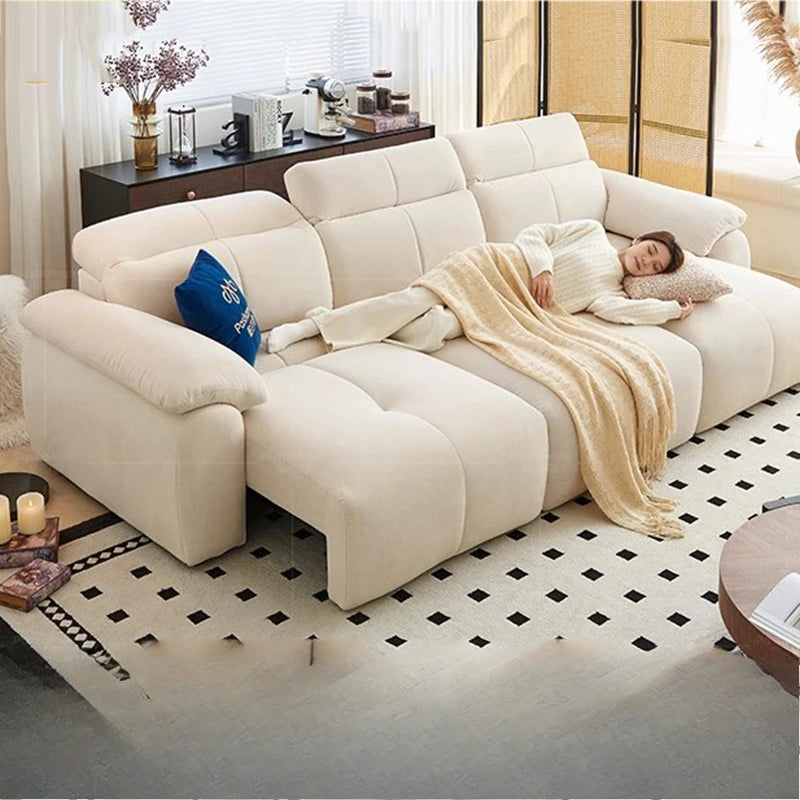 Nordic Modern Extendable White Puffs Velvet Italian Electric Luxury Foldable Double Sofas