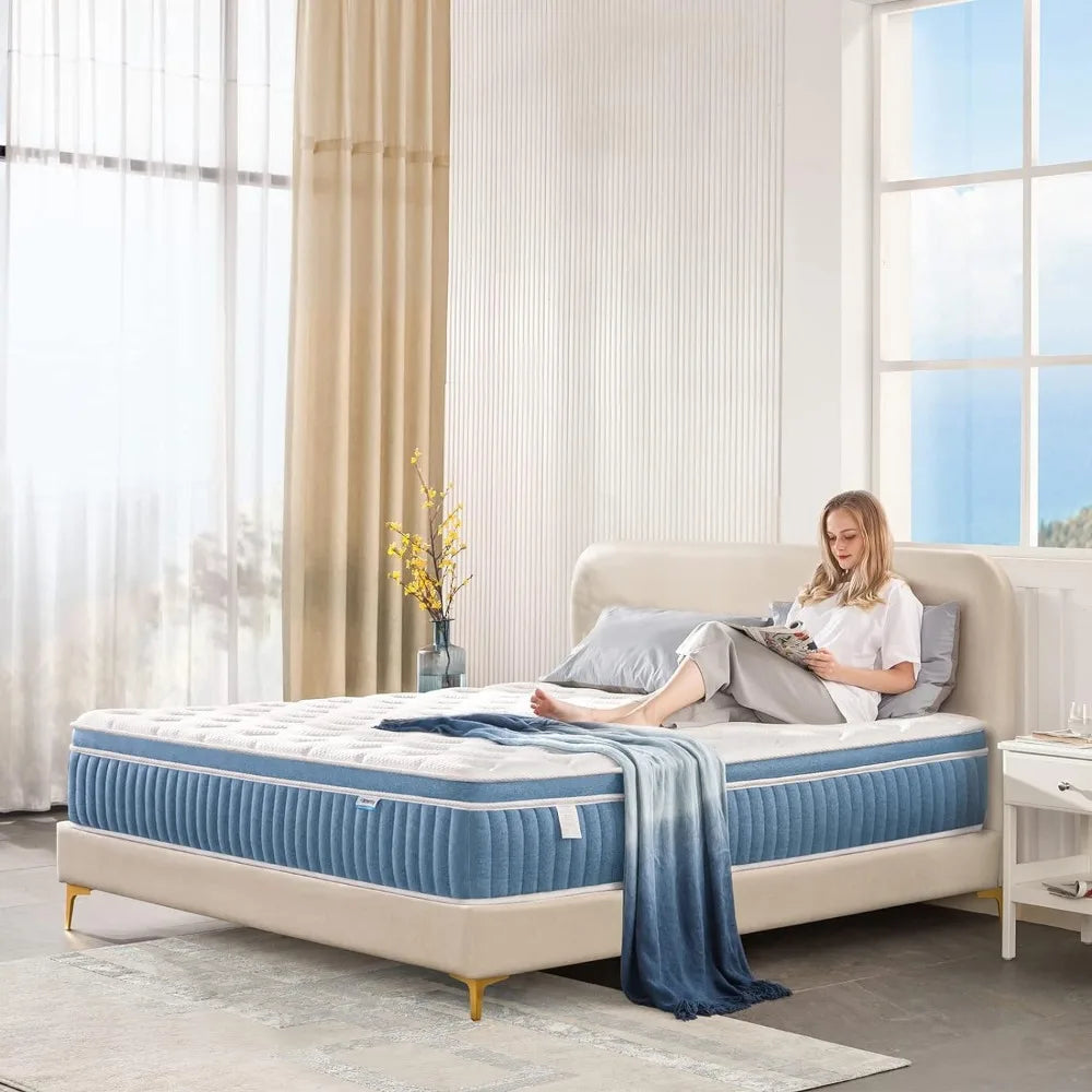 King Mattress, 14 Inch, Gel Foam,Coils Innerspring Mattress, Medium Firm