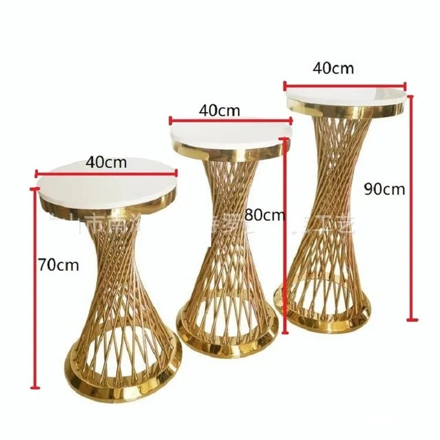 Gold Party Background shiny, galvanized, Pedestal Stand, Flower Arch, Table Column,