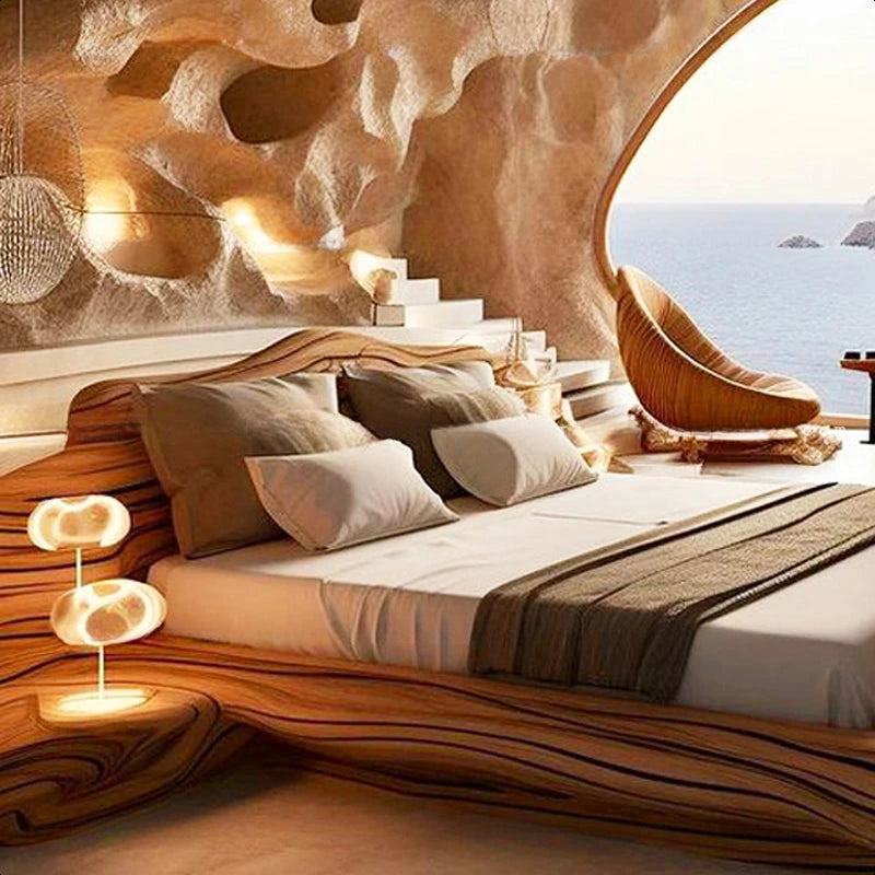 Hotel Solid Wood Bed Frame American Wedding Design Luxury Modern Style