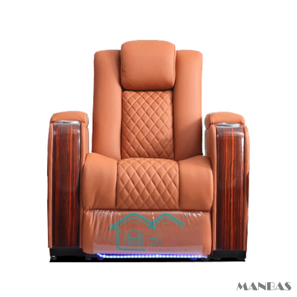Home Theater Seating – Adjustable Genuine Leather Recliner Chairs with Cup Holder, luxury massage, electric dual motors