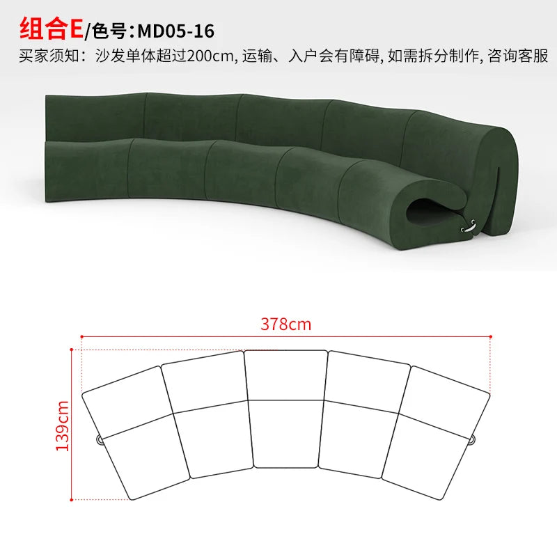 Villa European Sofa  and Ottoman  Large Adjustable Italian  Designer Curved Canape Salon