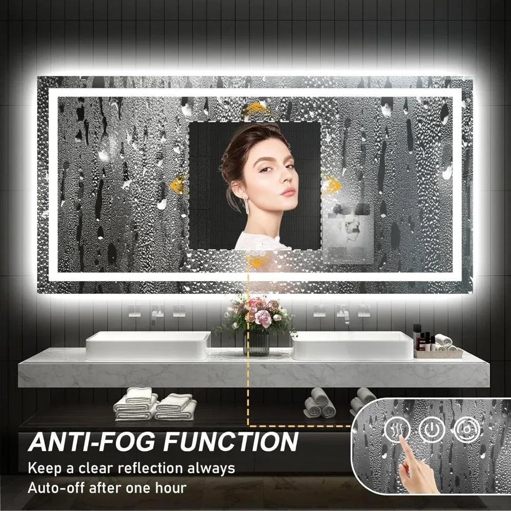 Vanity Mirror 3 LED colors, dimmable, anti-fog