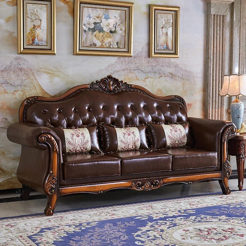 Reception High Back Luxury Vintage Sofas Sectional Soft Leather Designer