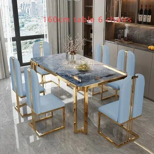 Nordic Unique Luxury Table Chairs Metal  Legs, Modern Rectangular design  .Space Saving