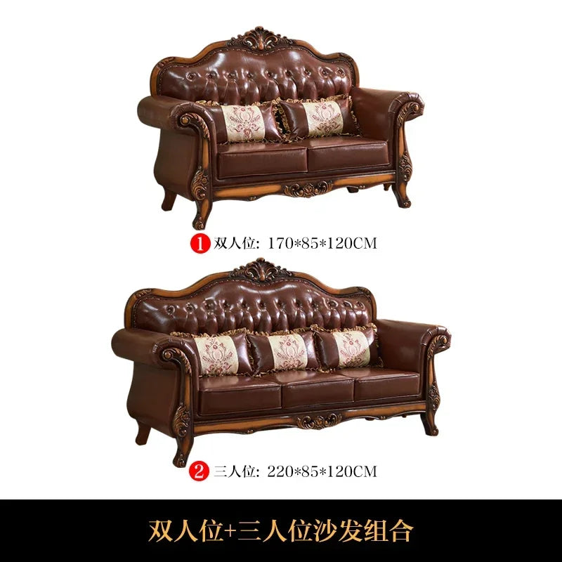 Reception High Back Luxury Vintage Sofas Sectional Soft Leather Designer