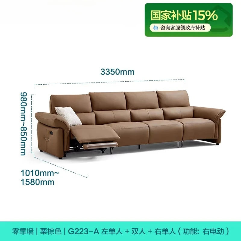 Minimalist Luxury Modern Floor Sofa Lounge 3 Seater Couch ,Leather Recliner