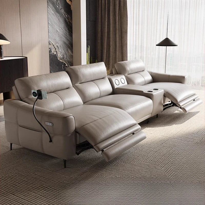 Minimalist Modern Sofa Bed 3 Seater ,Genuine Leather  Designer luxury  recliner