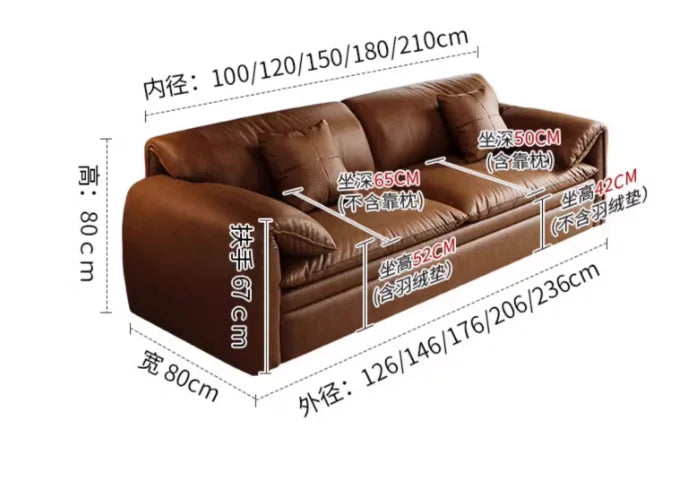 European Sofa Bed Brown Faux Leather. Italian Modern Sleeper Couch Chaise Lounge Small Canape Salon