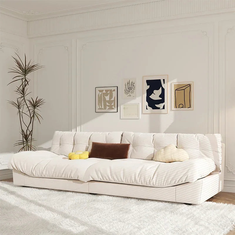Minimalist Light Luxury Cream Clouds  Straight Comfort Sofa Bed Xxl