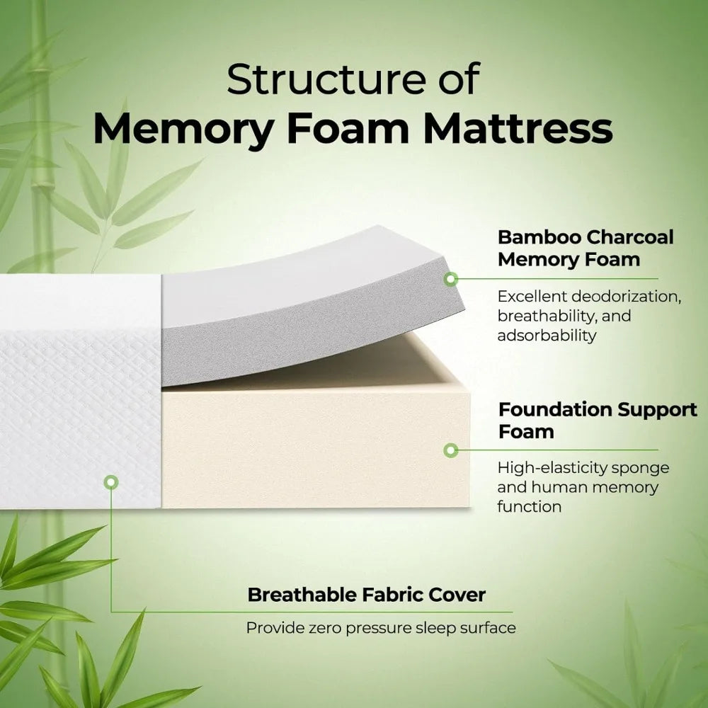 Queen Size Mattress, 8 Inch Gel Memory Foam , Fiberglass Free, Breathable