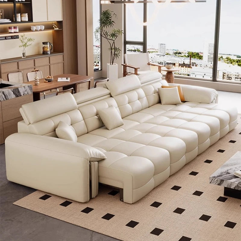 Leather Recliner Dual use electric function Double retractable sleep couch