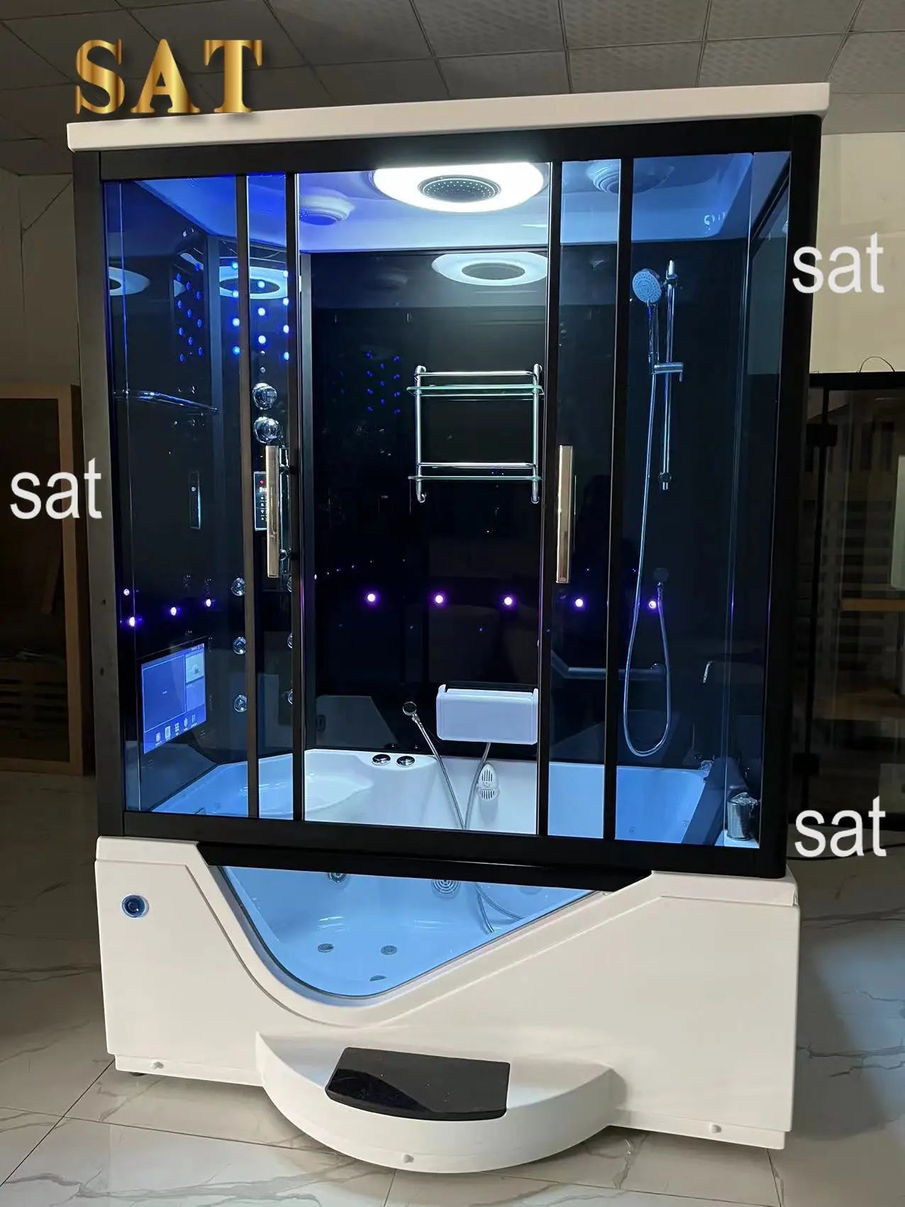 Rectangular shower room, integrated with foot pedal, wet steaming, surfing, massage