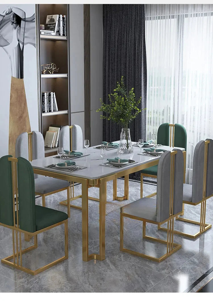Nordic Unique Luxury Table Chairs Metal  Legs, Modern Rectangular design  .Space Saving