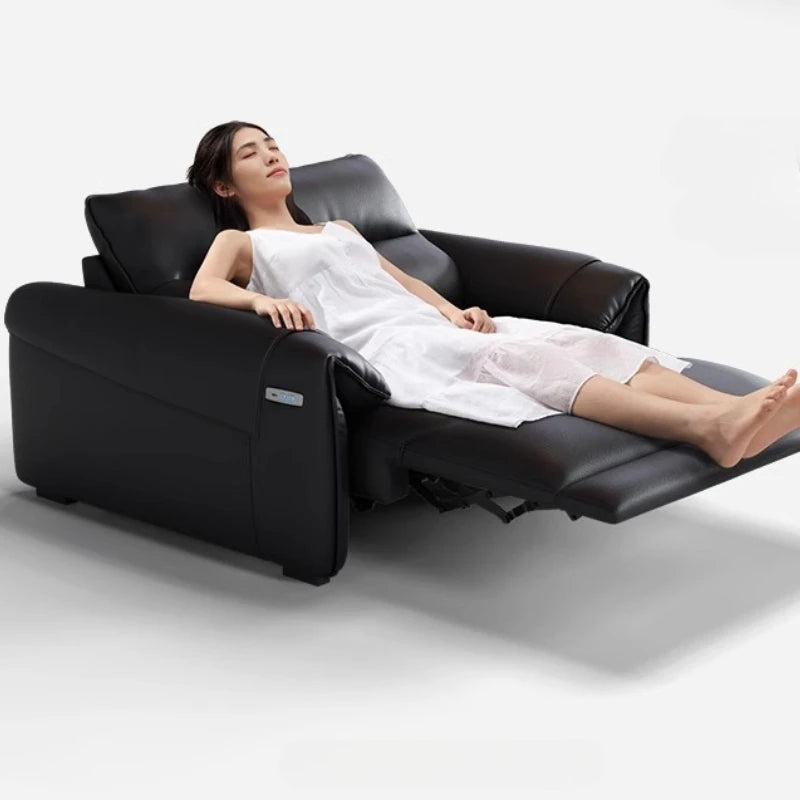 Italian Designer Genuine Leather Modern Sofas, 3 seater Recliner Aesthetic House Floor Electric