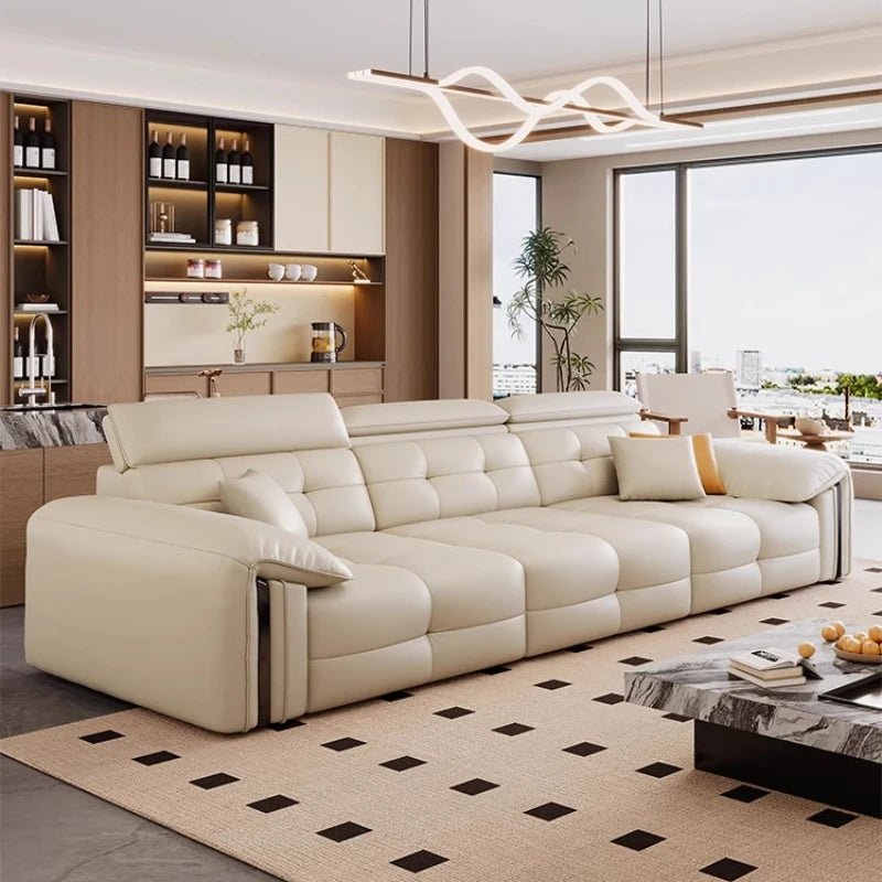 Leather Recliner Dual use electric function Double retractable sleep couch