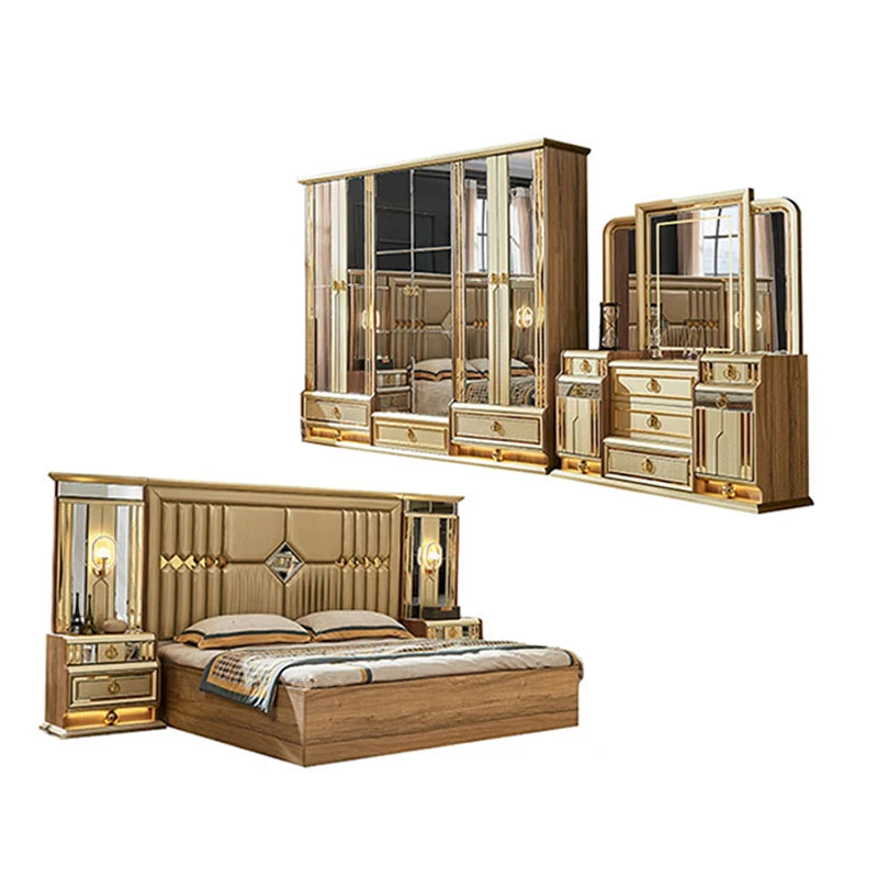 Villa  Master Room classic royal luxury King Double/ Queen Bed MDF Wooden  Bed Set