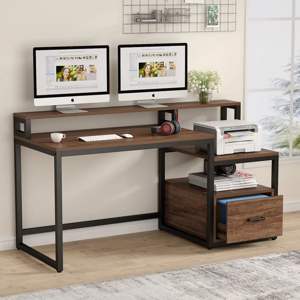 Computer Desk with Shelves, Vintage Table