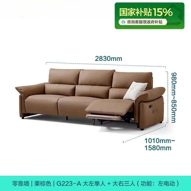 Minimalist Luxury Modern Floor Sofa Lounge 3 Seater Couch ,Leather Recliner