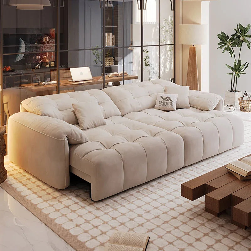 Nordic European Luxury Large  Electric Modern Foldable Puffs Designer Couch Bed
