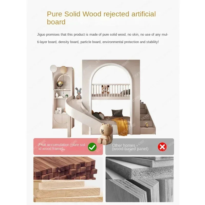 Children's Bed with Tree House -Hole Duplex, Attic, lower bunk bed, sliding ladder