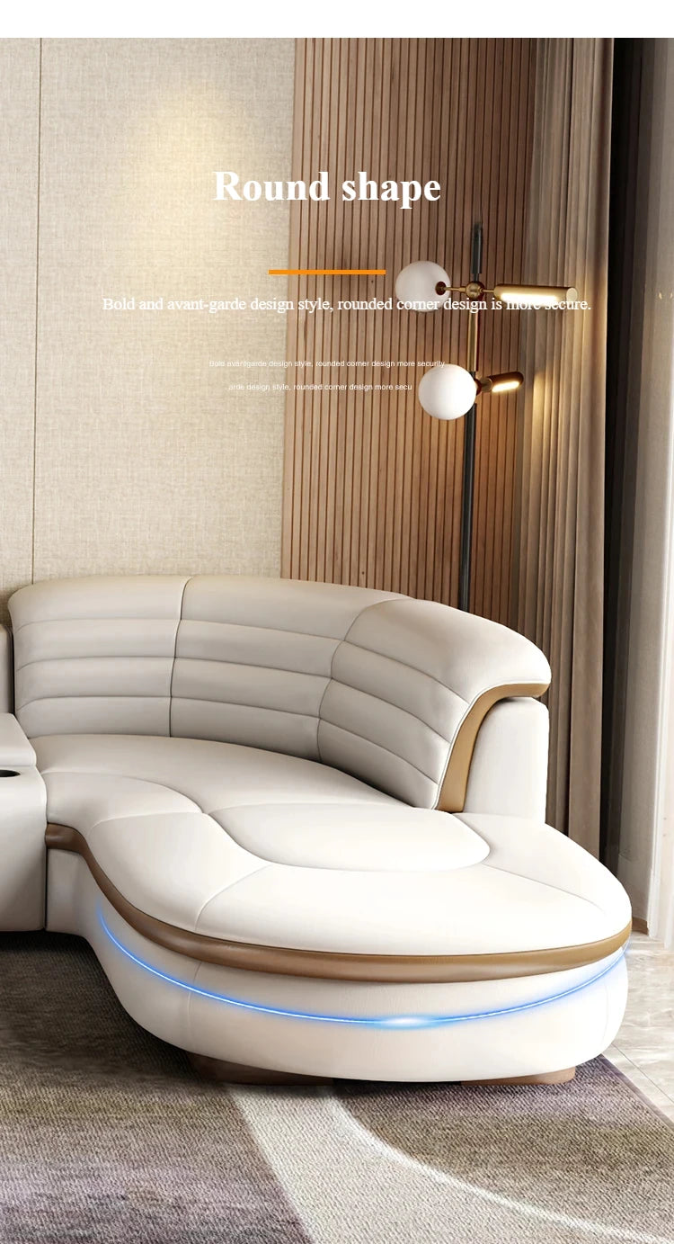 Modern Designer Genuine Leather Sofa, Reclining Sofa Corner Sectional