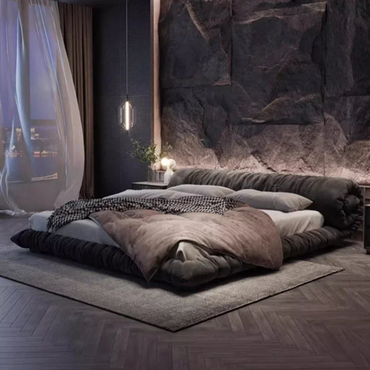 Big Wooden King Size Beds , Duvet  Waterproof, Gray, Luxury Backrest