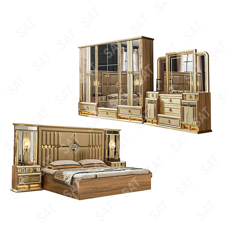 Villa  Master Room classic royal luxury King Double/ Queen Bed MDF Wooden  Bed Set