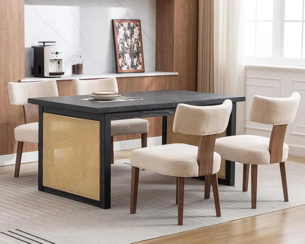 farmhouse Mid Century Modern Chairs Set of 6  Upholstered Accent Chairs Curved Backrest