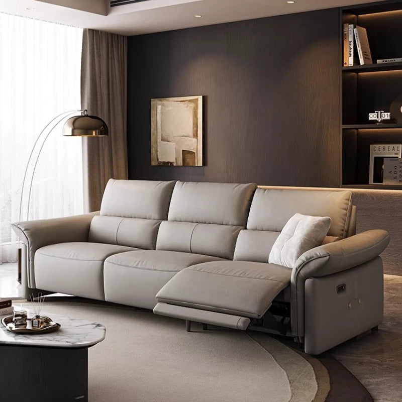 Minimalist Luxury Modern Floor Sofa Lounge 3 Seater Couch ,Leather Recliner