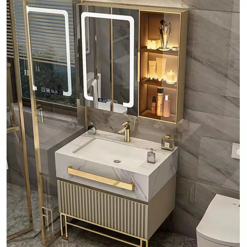 Modern Luxury  Cabinet with Combination Slate Basin  Wall Mount Vanity  with Sink