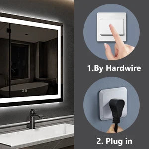 LED Mirror 3 Colors,  Dimmable Horizontal & Vertical, Light, Anti-Fog